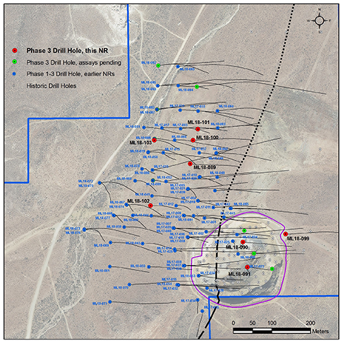 Location of new stepout holes at Mother Lode deposit, Nevada