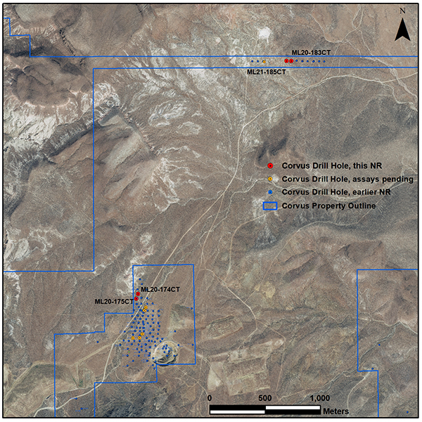 Figure 1. Map for Lynnda Strip & Mother Lode drill holes, East Bullfrog District, Nevada